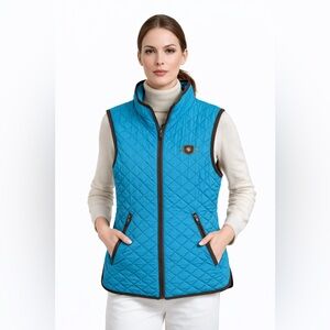 Miller Quilted Women Vest – Teal Blue – Size Medium